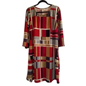 Tacera Modern Multicolor Colorblock 3/4 Sleeve Sweater Dress Size 1X